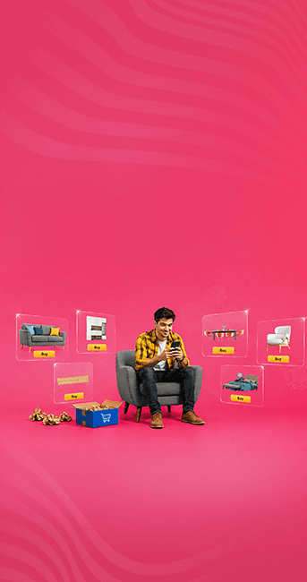 A man browsing custom furniture options on his phone