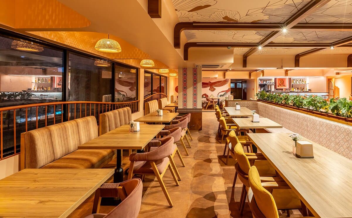 Furnished restaurant interior