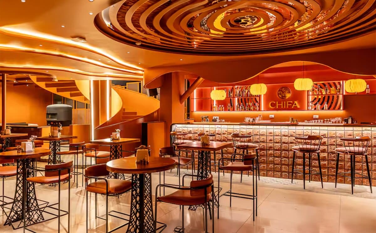 Furnished restaurant interior