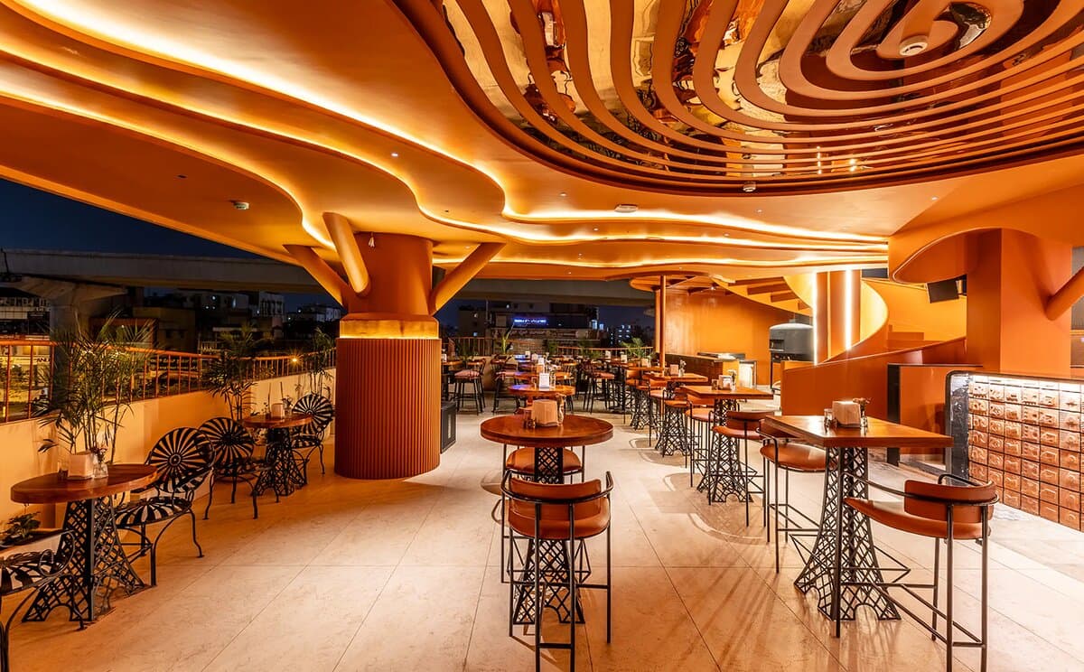 Furnished restaurant interior